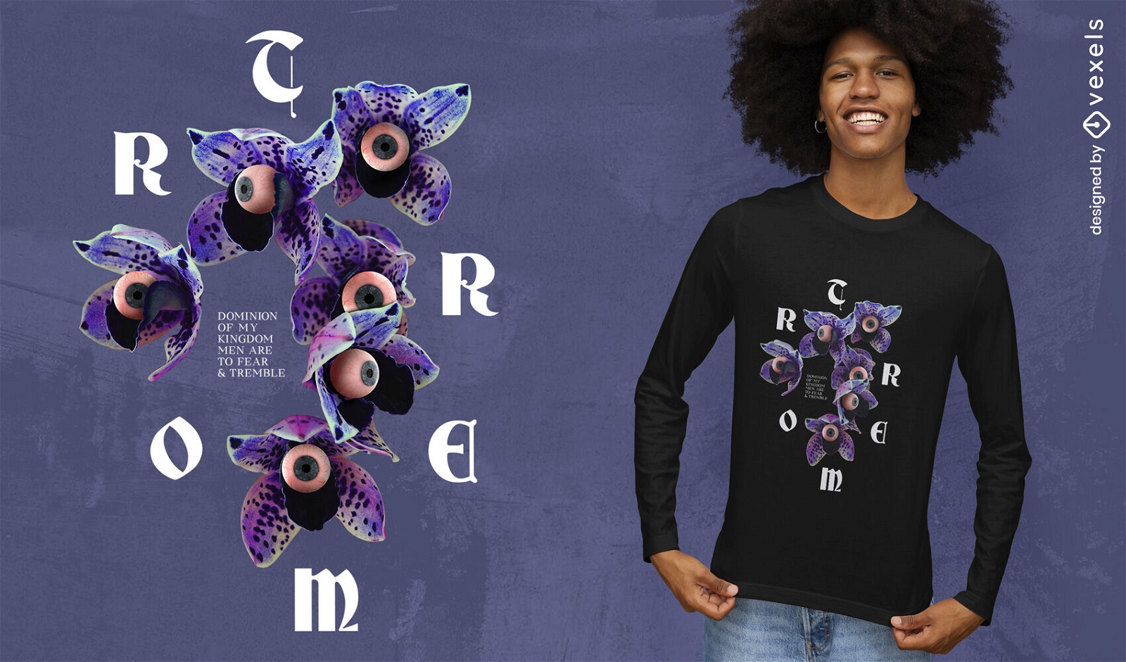 T-shirt psd com olhos e flores tremor