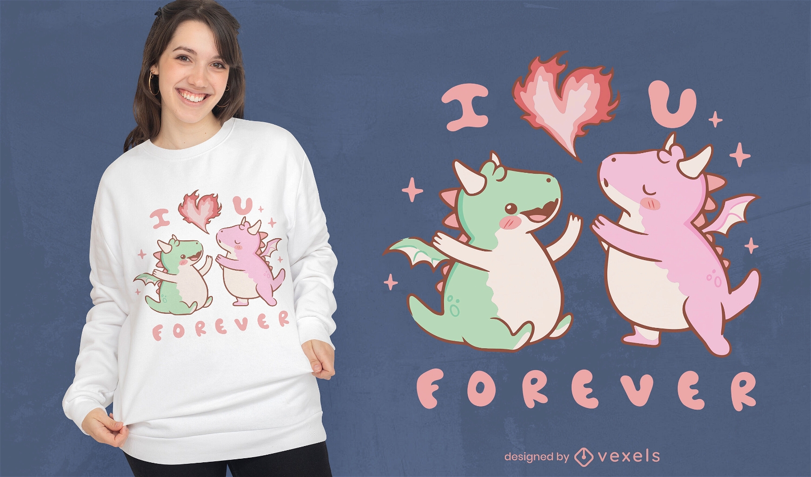 Cute dragons love you t-shirt design