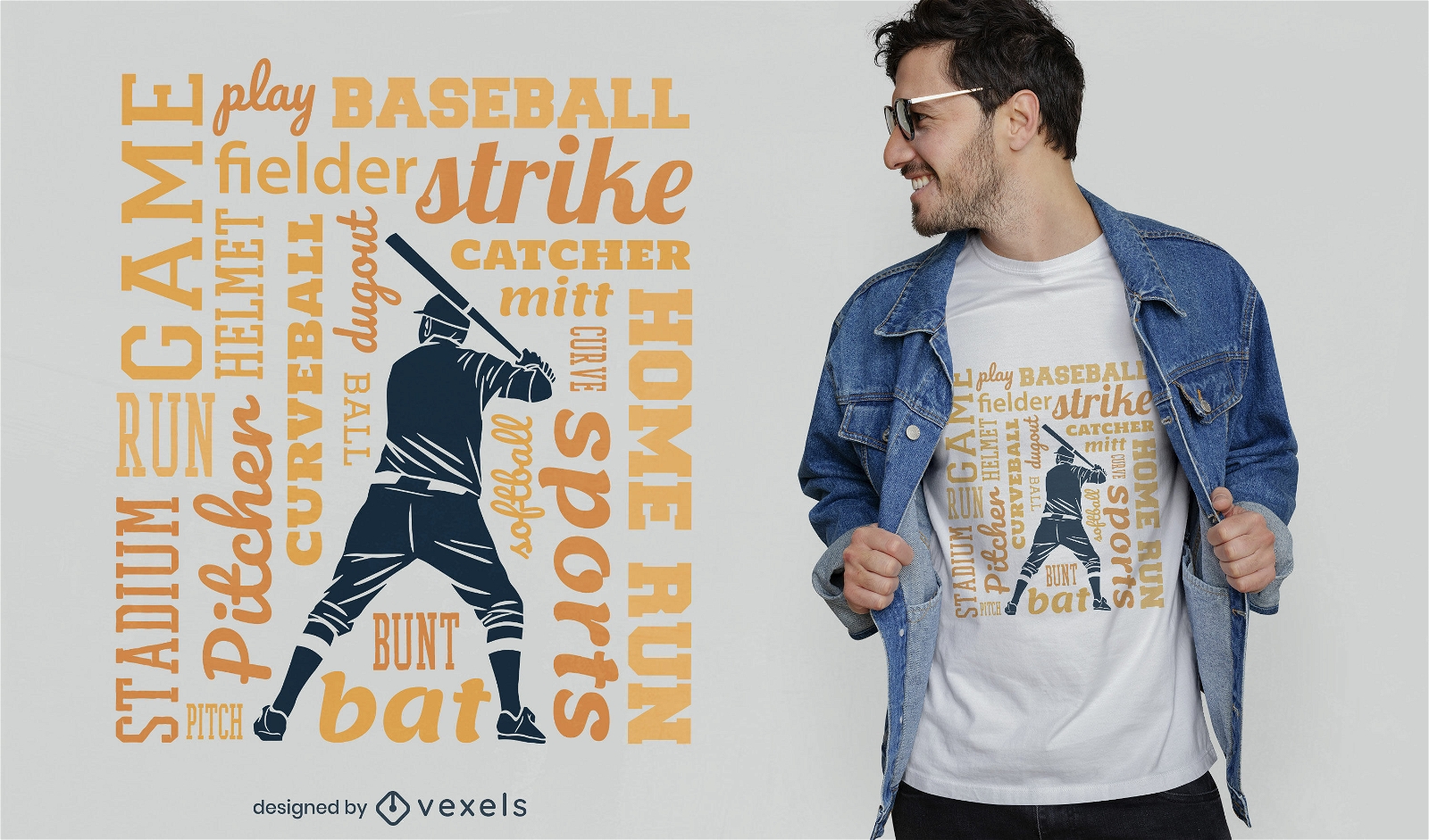 Diseño de camiseta de jugador de béisbol y citas.
