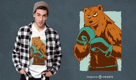Boxer bear cartoon animal t-shirt design