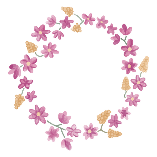 Coroa de flores em aquarela rosa Desenho PNG