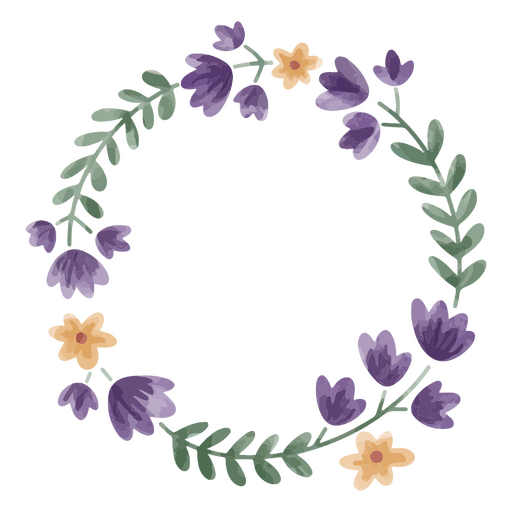 Blumen und Blätter Aquarellkranz PNG-Design