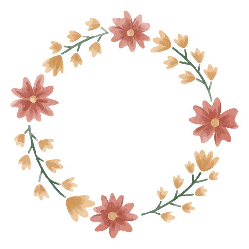 Flowers watercolor wreath PNG Design