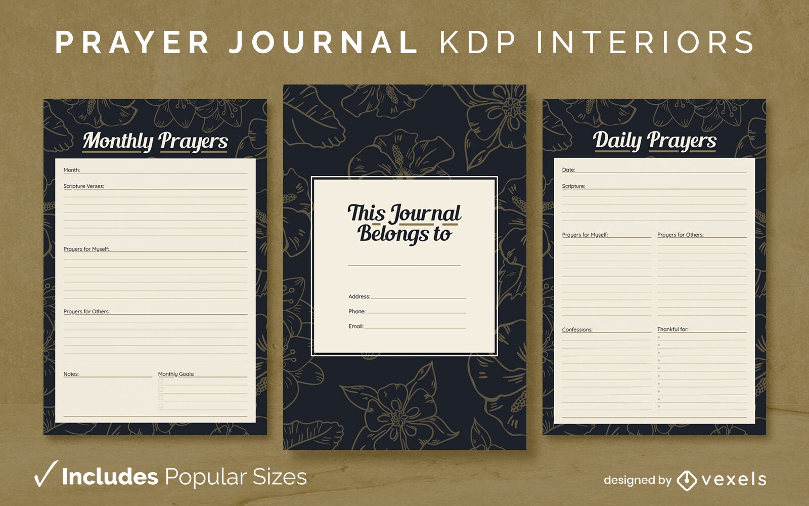 Plantilla de diario de oración Diseño de interiores KDP