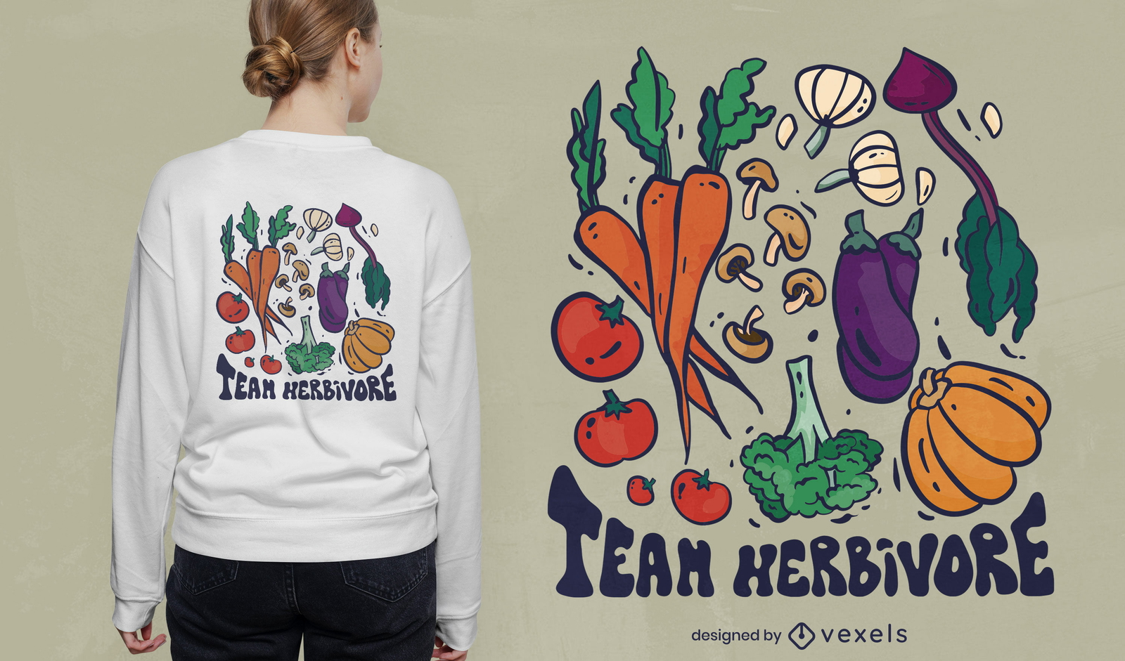 T-Shirt-Design für gesunde Ernährung mit Gemüse