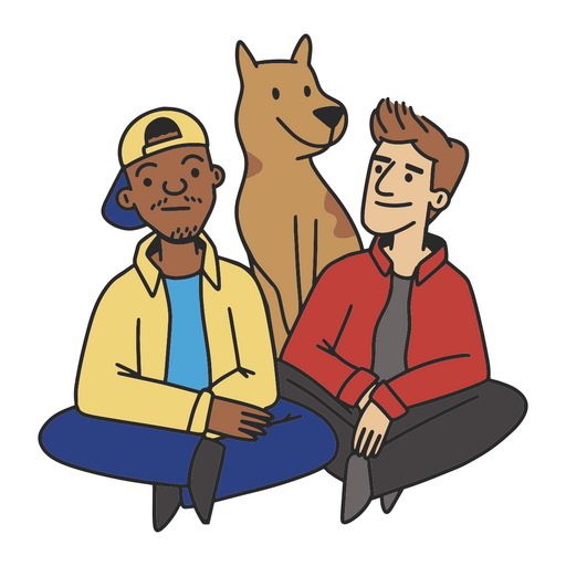 Friends and Dog PNG Design