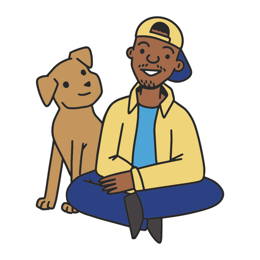hombre negro con perro