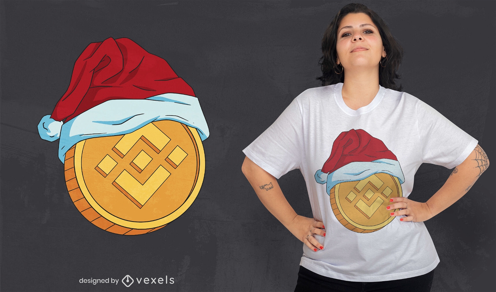 Cyrptocurrency in christmas hat t-shirt design