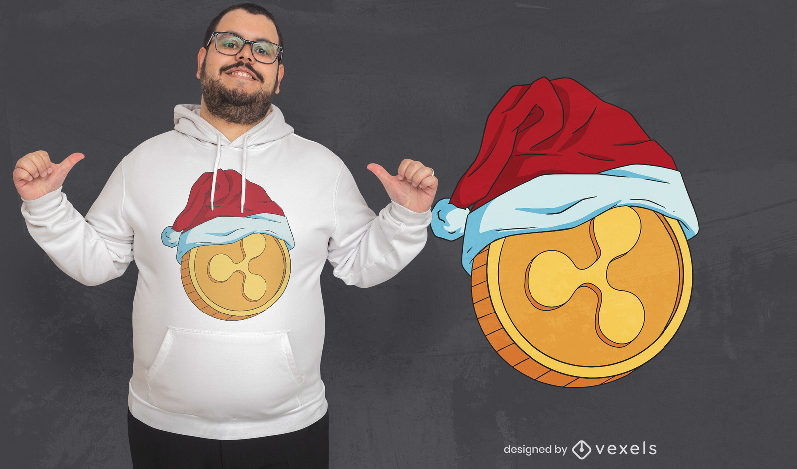 Moeda de criptocurência com design de t-shirt de chapéu de Natal