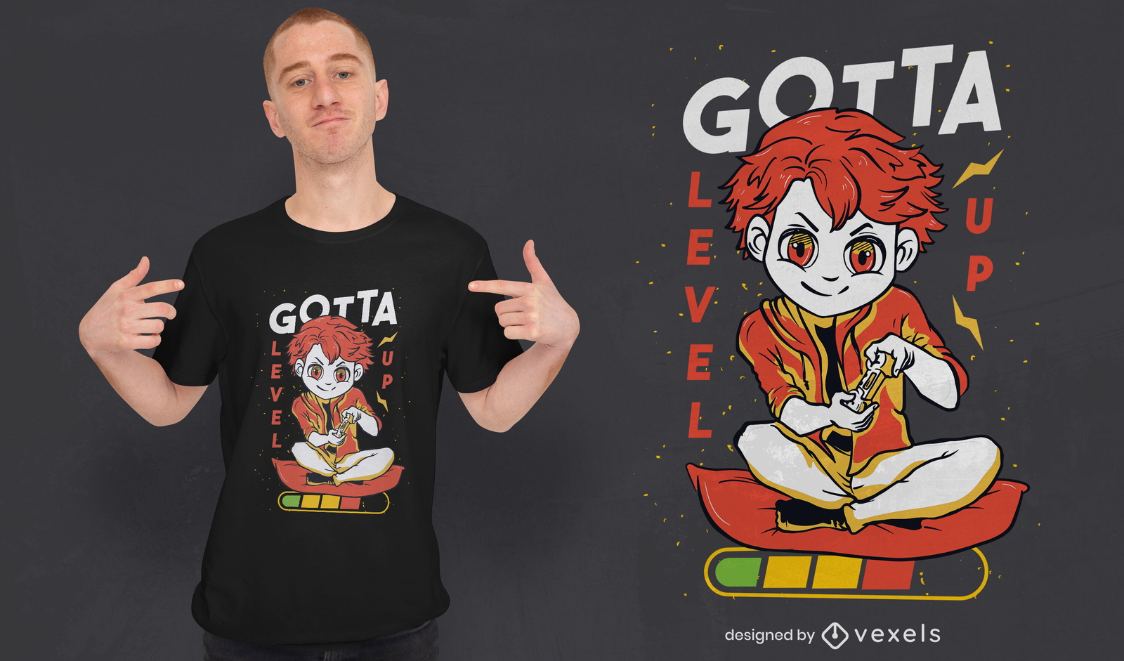 Garoto jogando design de camiseta de videogame