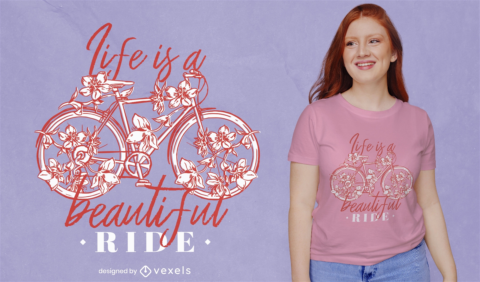 Dise?o de camiseta de bicicleta floral.