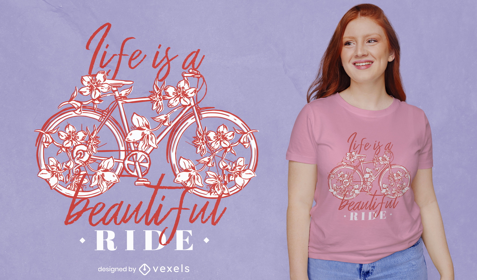 Diseño de camiseta de bicicleta floral.