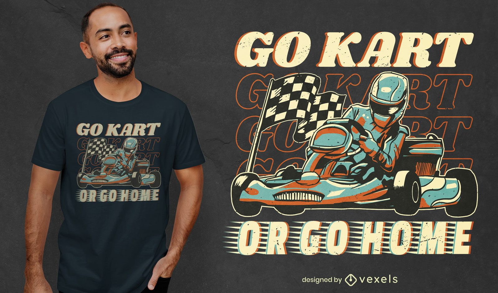 Design de camiseta com cotação de kart