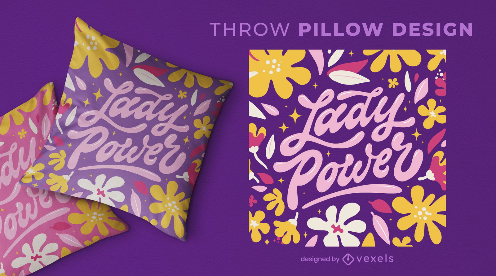 Diseño de almohada con estampado floral Lady Power