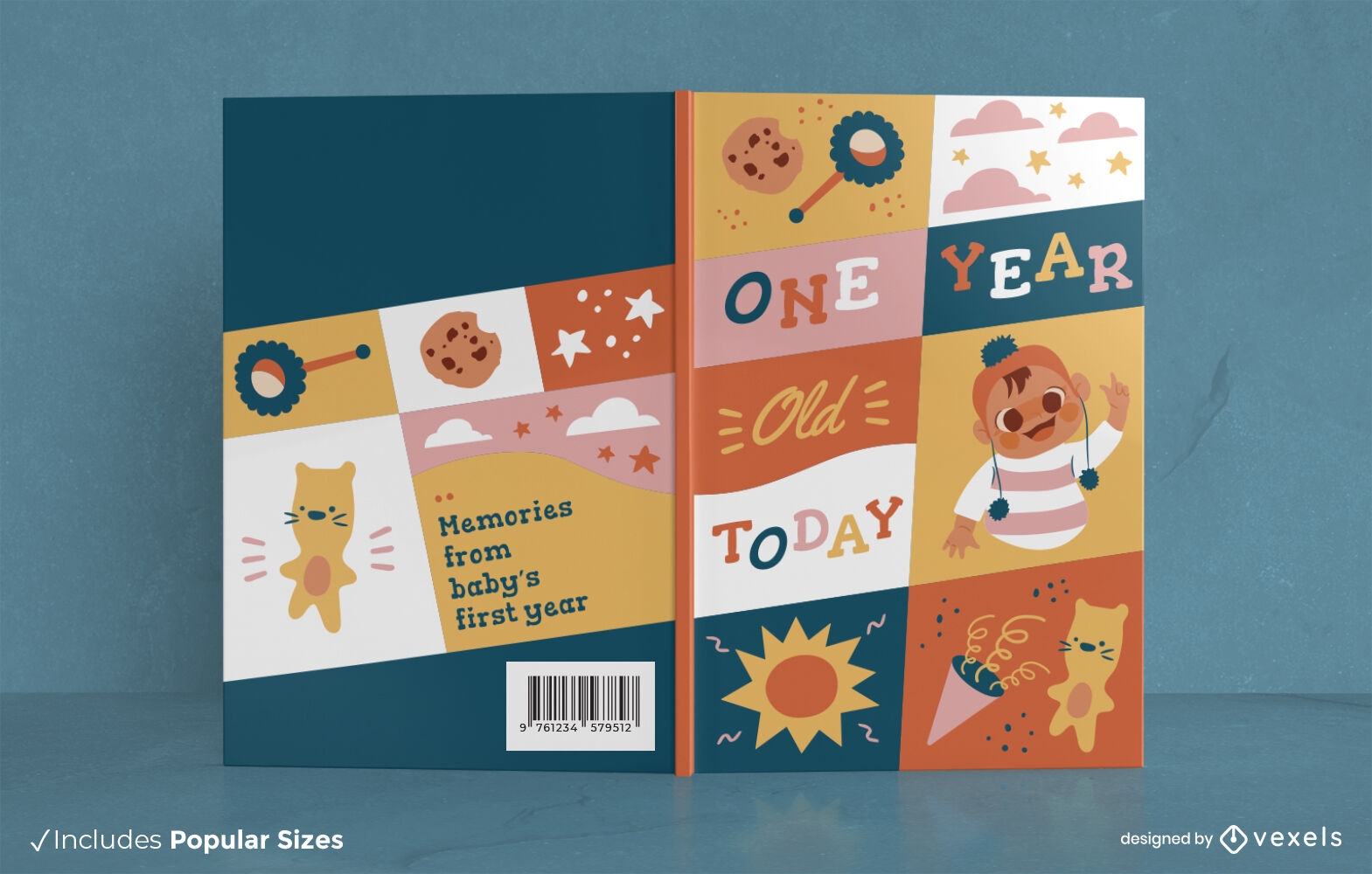 Diseño de portada de libro de recuerdos de primer año