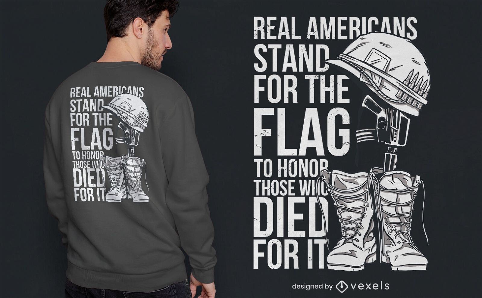 Design de camiseta de uniforme de soldado americano