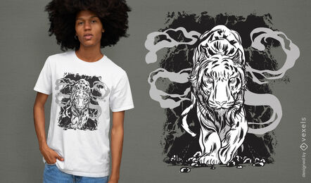 Jahr des Tiger-Illustrations-T-Shirt Entwurfs