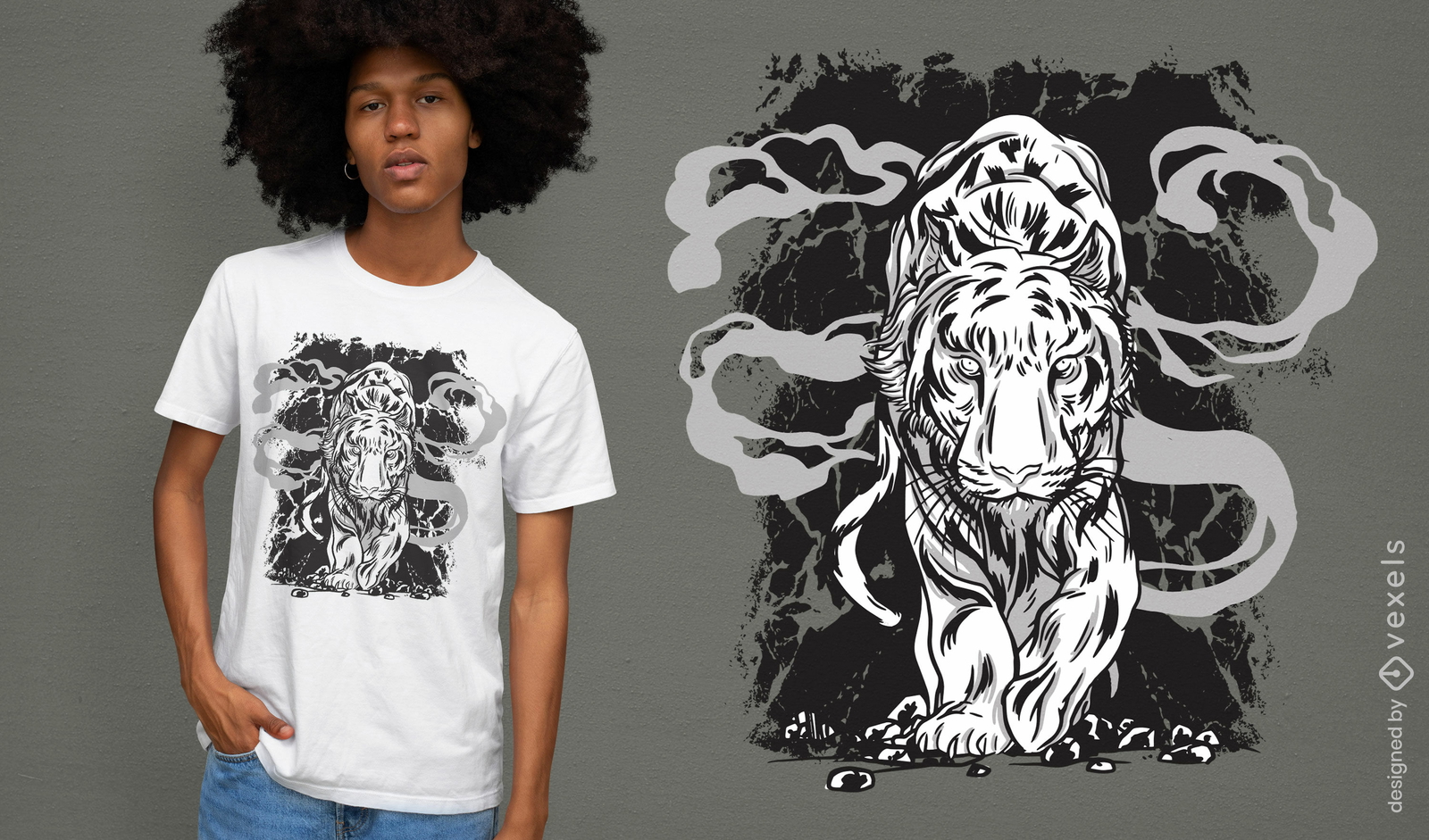 Diseño de camiseta de ilustración del año del tigre