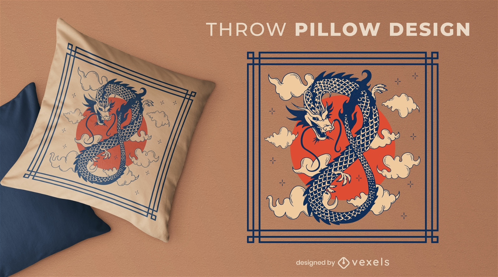 Classic dragon throw pillow design
