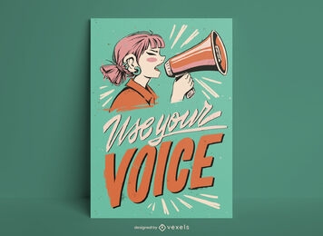 Woman with megaphone poster design