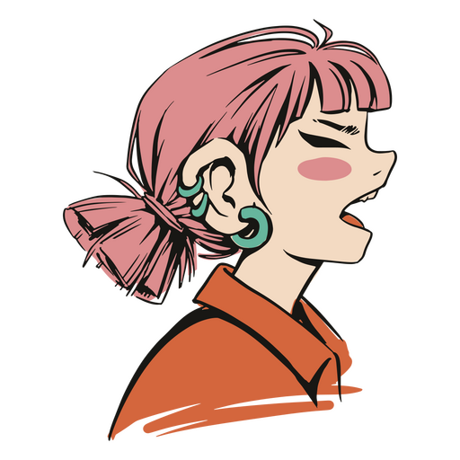 Girl with pink hair speaking