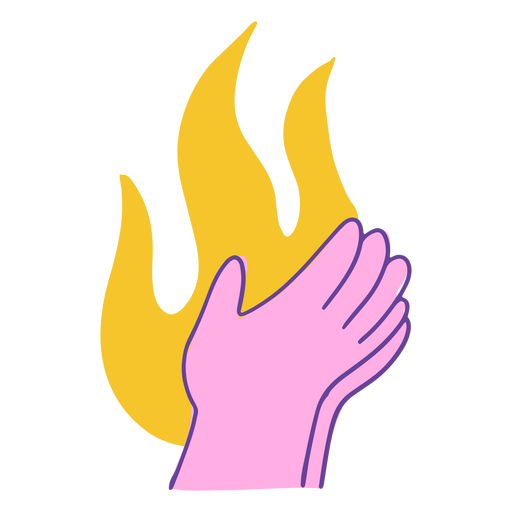 Rosafarbene Hände, die eine Flamme halten PNG-Design