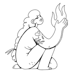Mujer sosteniendo una llama Diseño PNG