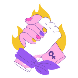 Manos de trazo de color de feminismo Diseño PNG