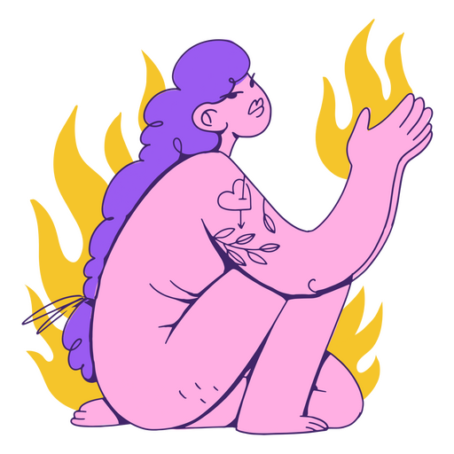 Woman with flames PNG Design