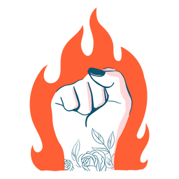 Women's fist flames PNG Design Transparent PNG