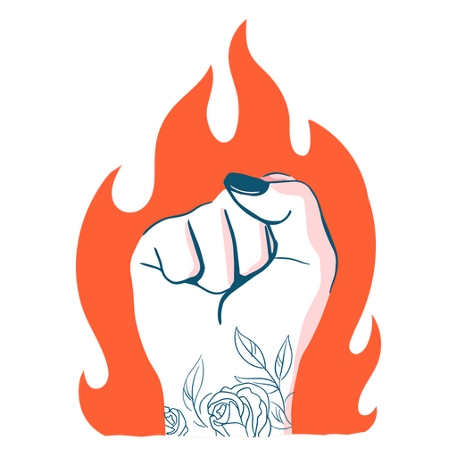 Women's fist flames PNG Design