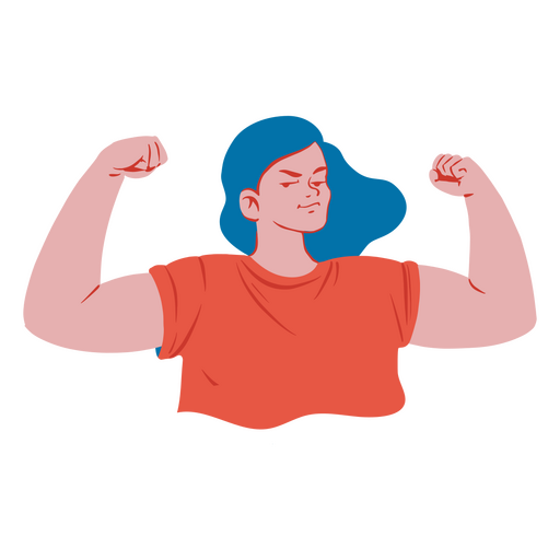 Strong woman with blue hair PNG Design