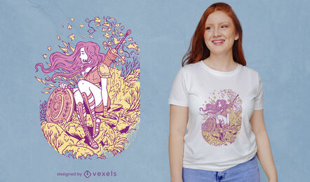 Guerreira no design de t-shirt da natureza