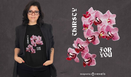 Vampire flowers quote psd t-shirt design