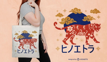 Chinese tiger tote bag design