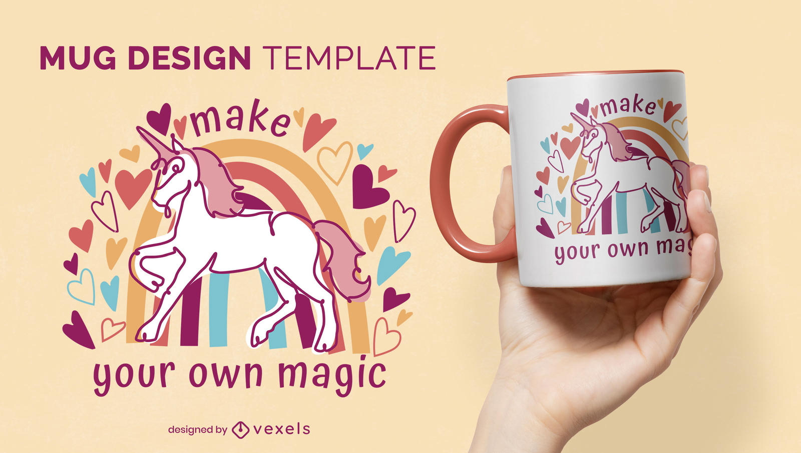 Diseño de taza de unicornio mágico