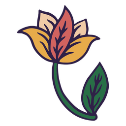 Flower color stroke simple PNG Design