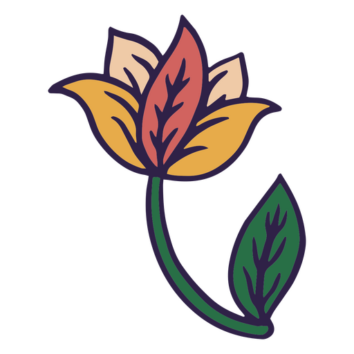 Traço de cor de flor simples Desenho PNG