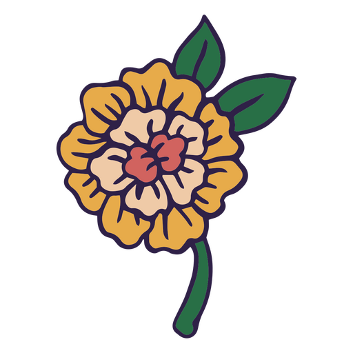 Adorável traço de cor de flor Desenho PNG