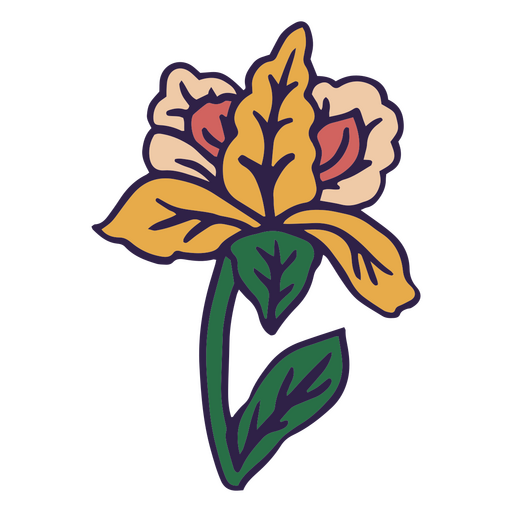 Lindas folhas de traçado de cor de flor Desenho PNG