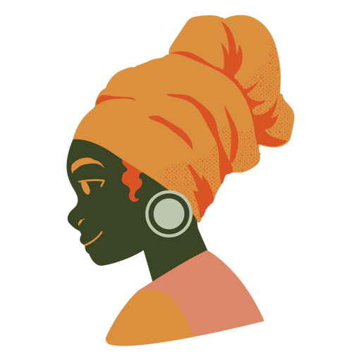 Mulher com perfil lateral de turbante