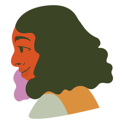mujer, con, pelo rizado, perfil lateral Diseño PNG
