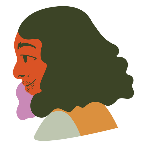 mujer, con, pelo rizado, perfil lateral Diseño PNG