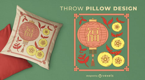 Chinese lantern throw pillow design