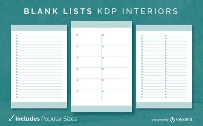Listas en blanco Plantilla de diseño de interiores KDP