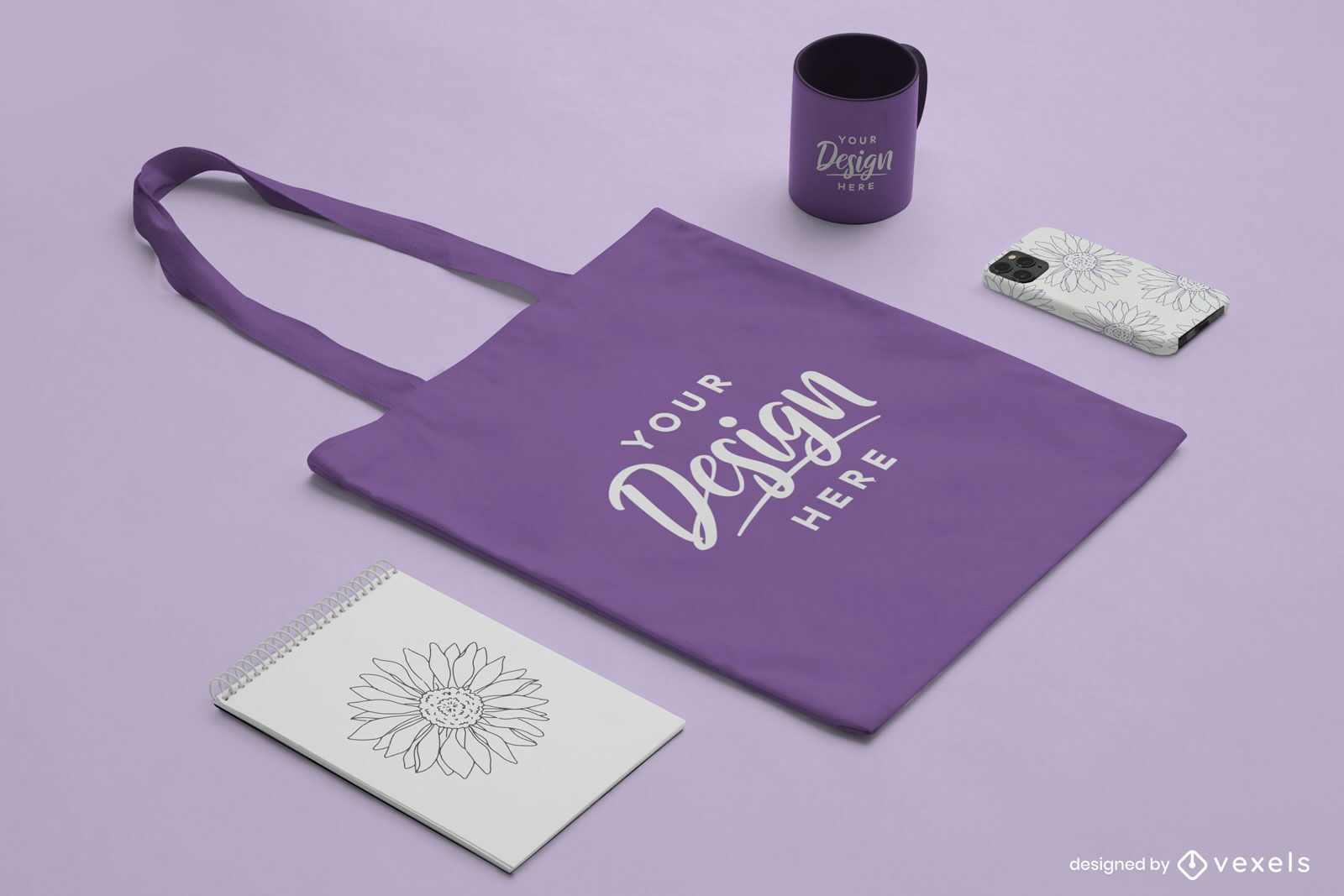 Empty tote bag on solid background mockup