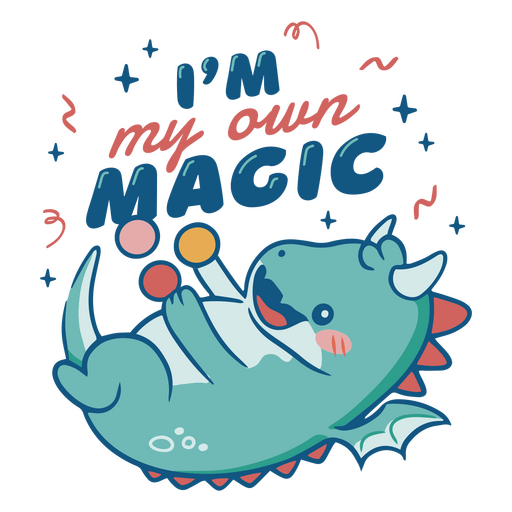 Baby dragon playing quote PNG Design