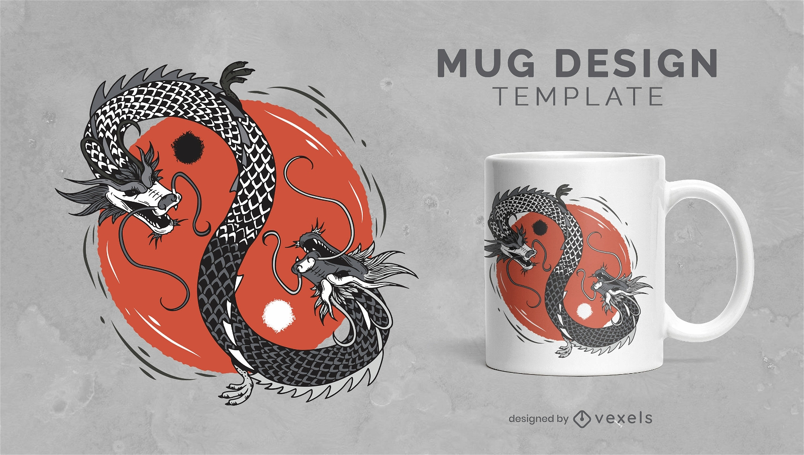 Diseño de taza de dragones Yin Yang
