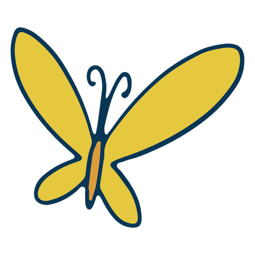 Traço de cor de borboleta amarelo Desenho PNG