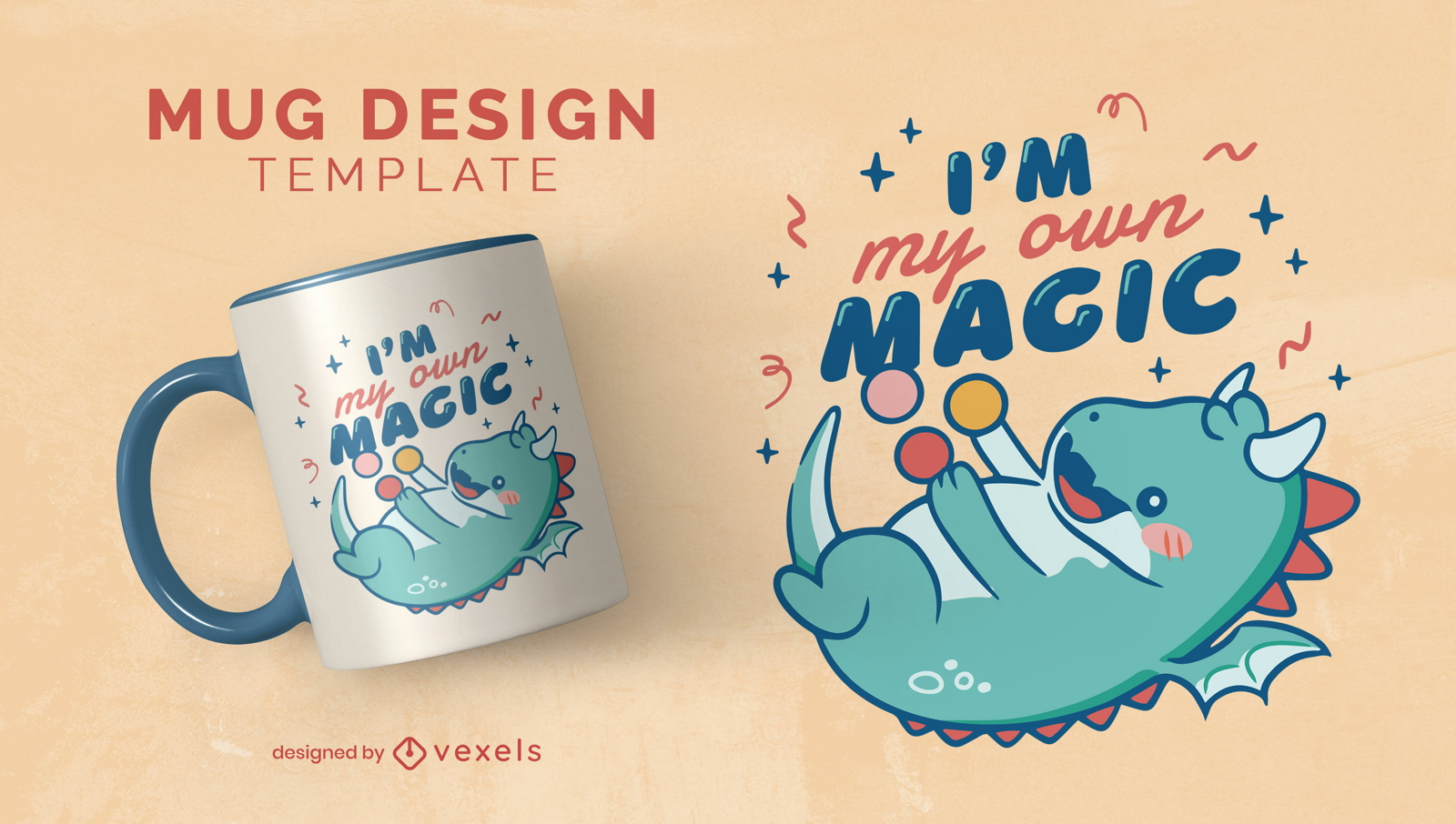 Diseño de taza My Own Magic Kawaii Dragon